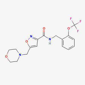 molecular formula C17H18F3N3O4 B4205545 5-(morpholin-4-ylmethyl)-N-[[2-(trifluoromethoxy)phenyl]methyl]-1,2-oxazole-3-carboxamide 