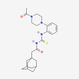 molecular formula C25H34N4O2S B4205580 N-({[2-(4-acetyl-1-piperazinyl)phenyl]amino}carbonothioyl)-2-(1-adamantyl)acetamide 