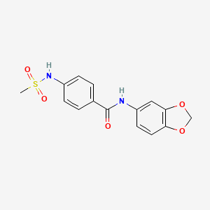 molecular formula C15H14N2O5S B4205661 N-(2H-1,3-BENZODIOXOL-5-YL)-4-METHANESULFONAMIDOBENZAMIDE 