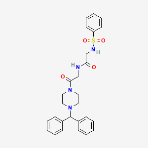 molecular formula C27H30N4O4S B4205705 N~1~-[2-(4-Benzhydrylpiperazino)-2-oxoethyl]-2-[(phenylsulfonyl)amino]acetamide 