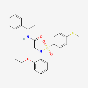 molecular formula C25H28N2O4S2 B4205727 N~2~-(2-ethoxyphenyl)-N~2~-{[4-(methylthio)phenyl]sulfonyl}-N~1~-(1-phenylethyl)glycinamide 