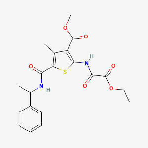 molecular formula C20H22N2O6S B4205821 methyl 2-{[ethoxy(oxo)acetyl]amino}-4-methyl-5-{[(1-phenylethyl)amino]carbonyl}-3-thiophenecarboxylate 
