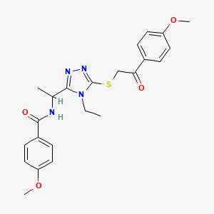 molecular formula C23H26N4O4S B4206047 N-[1-(4-ethyl-5-{[2-(4-methoxyphenyl)-2-oxoethyl]sulfanyl}-4H-1,2,4-triazol-3-yl)ethyl]-4-methoxybenzamide 