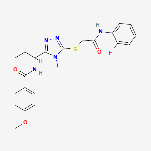molecular formula C23H26FN5O3S B4206186 N-{1-[5-({2-[(2-fluorophenyl)amino]-2-oxoethyl}sulfanyl)-4-methyl-4H-1,2,4-triazol-3-yl]-2-methylpropyl}-4-methoxybenzamide 