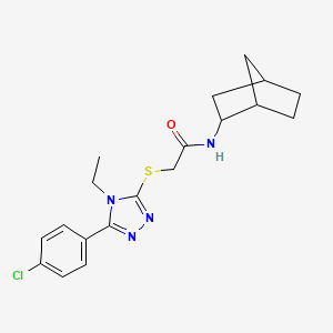 molecular formula C19H23ClN4OS B4206197 N-bicyclo[2.2.1]hept-2-yl-2-{[5-(4-chlorophenyl)-4-ethyl-4H-1,2,4-triazol-3-yl]thio}acetamide 