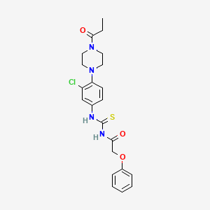 molecular formula C22H25ClN4O3S B4206241 N-({[3-chloro-4-(4-propionyl-1-piperazinyl)phenyl]amino}carbonothioyl)-2-phenoxyacetamide 