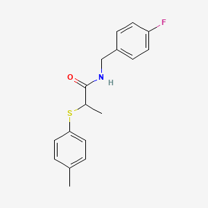 molecular formula C17H18FNOS B4206348 N-(4-fluorobenzyl)-2-[(4-methylphenyl)thio]propanamide 