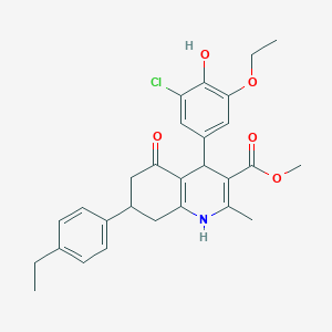 molecular formula C28H30ClNO5 B4206353 methyl 4-(3-chloro-5-ethoxy-4-hydroxyphenyl)-7-(4-ethylphenyl)-2-methyl-5-oxo-1,4,5,6,7,8-hexahydro-3-quinolinecarboxylate 