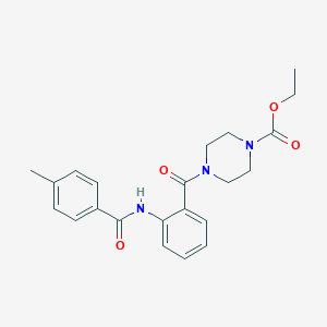 molecular formula C22H25N3O4 B4206475 Ethyl 4-{2-[(4-methylbenzoyl)amino]benzoyl}tetrahydro-1(2H)-pyrazinecarboxylate 