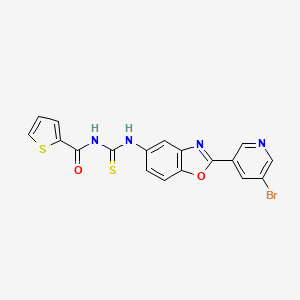 molecular formula C18H11BrN4O2S2 B4206519 N-({[2-(5-bromo-3-pyridinyl)-1,3-benzoxazol-5-yl]amino}carbonothioyl)-2-thiophenecarboxamide 