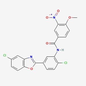 molecular formula C21H13Cl2N3O5 B4206574 N-[2-chloro-5-(5-chloro-1,3-benzoxazol-2-yl)phenyl]-4-methoxy-3-nitrobenzamide 
