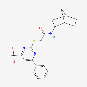 molecular formula C20H20F3N3OS B4206749 N-bicyclo[2.2.1]hept-2-yl-2-{[4-phenyl-6-(trifluoromethyl)-2-pyrimidinyl]thio}acetamide 