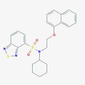 molecular formula C24H25N3O3S2 B420702 N-CYCLOHEXYL-N-[2-(NAPHTHALEN-1-YLOXY)ETHYL]-2,1,3-BENZOTHIADIAZOLE-4-SULFONAMIDE 
