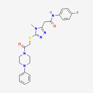 molecular formula C23H25FN6O2S B4207132 N-(4-fluorophenyl)-2-(4-methyl-5-{[2-oxo-2-(4-phenylpiperazin-1-yl)ethyl]sulfanyl}-4H-1,2,4-triazol-3-yl)acetamide 