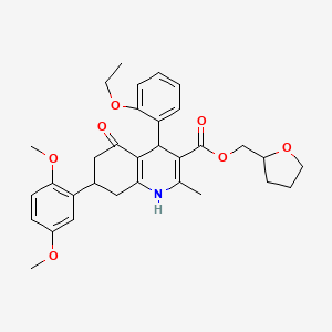 molecular formula C32H37NO7 B4207191 Tetrahydrofuran-2-ylmethyl 7-(2,5-dimethoxyphenyl)-4-(2-ethoxyphenyl)-2-methyl-5-oxo-1,4,5,6,7,8-hexahydroquinoline-3-carboxylate 