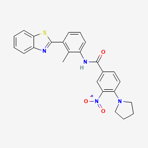 molecular formula C25H22N4O3S B4207333 N-[3-(1,3-benzothiazol-2-yl)-2-methylphenyl]-3-nitro-4-(pyrrolidin-1-yl)benzamide 