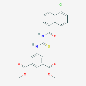 molecular formula C22H17ClN2O5S B4207361 Dimethyl 5-({[(5-chloronaphthalen-1-yl)carbonyl]carbamothioyl}amino)benzene-1,3-dicarboxylate 