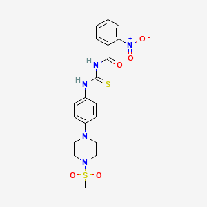 molecular formula C19H21N5O5S2 B4207374 N-({4-[4-(methylsulfonyl)piperazin-1-yl]phenyl}carbamothioyl)-2-nitrobenzamide 
