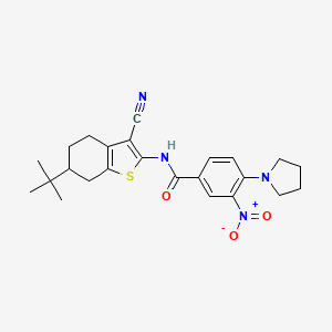 molecular formula C24H28N4O3S B4207394 N-(6-tert-butyl-3-cyano-4,5,6,7-tetrahydro-1-benzothien-2-yl)-3-nitro-4-(1-pyrrolidinyl)benzamide 