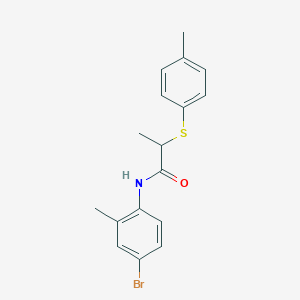 molecular formula C17H18BrNOS B4207555 N-(4-bromo-2-methylphenyl)-2-[(4-methylphenyl)thio]propanamide 