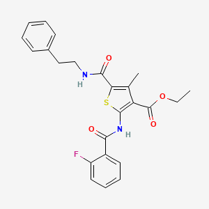 molecular formula C24H23FN2O4S B4207660 ethyl 2-[(2-fluorobenzoyl)amino]-4-methyl-5-{[(2-phenylethyl)amino]carbonyl}-3-thiophenecarboxylate 