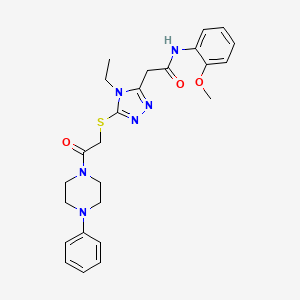 molecular formula C25H30N6O3S B4207665 2-(4-ethyl-5-{[2-oxo-2-(4-phenylpiperazin-1-yl)ethyl]sulfanyl}-4H-1,2,4-triazol-3-yl)-N-(2-methoxyphenyl)acetamide 