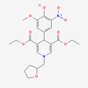 molecular formula C23H28N2O9 B4207671 diethyl 4-(4-hydroxy-3-methoxy-5-nitrophenyl)-1-(tetrahydro-2-furanylmethyl)-1,4-dihydro-3,5-pyridinedicarboxylate 