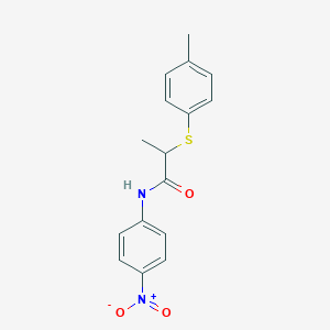 molecular formula C16H16N2O3S B4207679 2-(4-methylphenyl)sulfanyl-N-(4-nitrophenyl)propanamide 