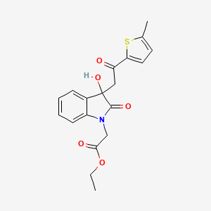 molecular formula C19H19NO5S B4207690 ethyl {3-hydroxy-3-[2-(5-methylthiophen-2-yl)-2-oxoethyl]-2-oxo-2,3-dihydro-1H-indol-1-yl}acetate 