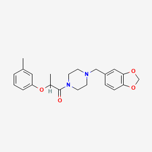 molecular formula C22H26N2O4 B4207853 1-[4-(1,3-Benzodioxol-5-ylmethyl)piperazin-1-yl]-2-(3-methylphenoxy)propan-1-one 