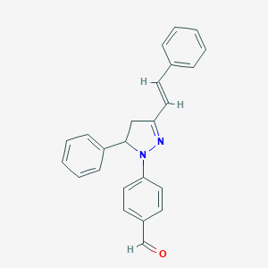molecular formula C24H20N2O B420787 4-{5-PHENYL-3-[(1E)-2-PHENYLETHENYL]-4,5-DIHYDRO-1H-PYRAZOL-1-YL}BENZALDEHYDE 