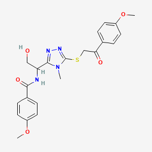 molecular formula C22H24N4O5S B4207873 N-[2-hydroxy-1-(5-{[2-(4-methoxyphenyl)-2-oxoethyl]sulfanyl}-4-methyl-4H-1,2,4-triazol-3-yl)ethyl]-4-methoxybenzamide 