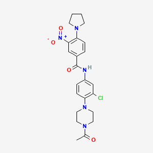 molecular formula C23H26ClN5O4 B4207979 N-[4-(4-acetyl-1-piperazinyl)-3-chlorophenyl]-3-nitro-4-(1-pyrrolidinyl)benzamide 