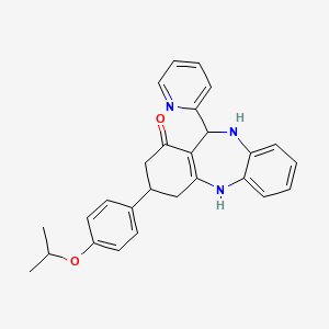 molecular formula C27H27N3O2 B4208010 3-(4-isopropoxyphenyl)-11-(2-pyridinyl)-2,3,4,5,10,11-hexahydro-1H-dibenzo[b,e][1,4]diazepin-1-one 