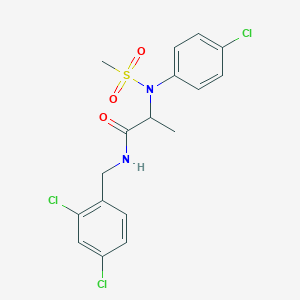 molecular formula C17H17Cl3N2O3S B4208032 N~2~-(4-chlorophenyl)-N~1~-(2,4-dichlorobenzyl)-N~2~-(methylsulfonyl)alaninamide 