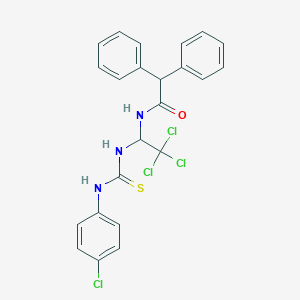molecular formula C23H19Cl4N3OS B420814 2,2-DIPHENYL-N-(2,2,2-TRICHLORO-1-(3-(4-CL-PHENYL)-THIOUREIDO)-ETHYL)-ACETAMIDE 