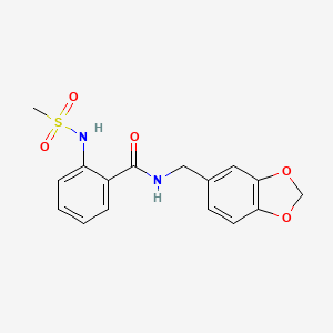 molecular formula C16H16N2O5S B4208197 N-(2H-1,3-BENZODIOXOL-5-YLMETHYL)-2-METHANESULFONAMIDOBENZAMIDE 