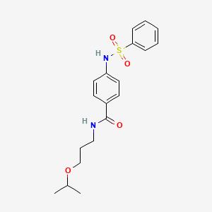 molecular formula C19H24N2O4S B4208242 N-(3-isopropoxypropyl)-4-[(phenylsulfonyl)amino]benzamide 