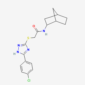 molecular formula C17H19ClN4OS B4208299 N-bicyclo[2.2.1]hept-2-yl-2-{[5-(4-chlorophenyl)-4H-1,2,4-triazol-3-yl]thio}acetamide 