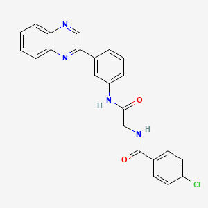 molecular formula C23H17ClN4O2 B4208372 4-Chloro-N~1~-{2-oxo-2-[3-(2-quinoxalinyl)anilino]ethyl}benzamide 
