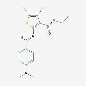 molecular formula C18H22N2O2S B420848 Ethyl 2-[(E)-{[4-(dimethylamino)phenyl]methylidene}amino]-4,5-dimethylthiophene-3-carboxylate 