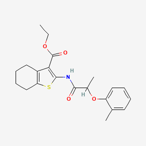 molecular formula C21H25NO4S B4208482 Ethyl 2-[2-(2-methylphenoxy)propanoylamino]-4,5,6,7-tetrahydro-1-benzothiophene-3-carboxylate 