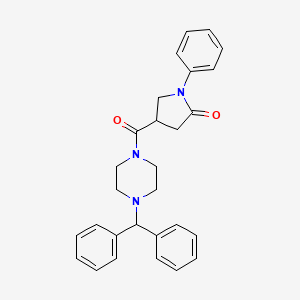molecular formula C28H29N3O2 B4208636 4-[(4-Benzhydrylpiperazino)carbonyl]-1-phenyl-2-pyrrolidinone 