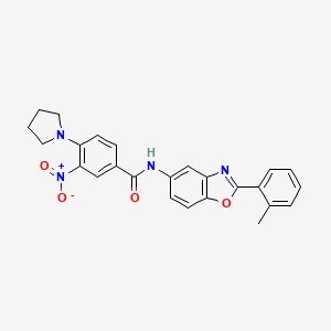 molecular formula C25H22N4O4 B4209112 N-[2-(2-methylphenyl)-1,3-benzoxazol-5-yl]-3-nitro-4-(1-pyrrolidinyl)benzamide 