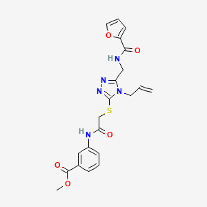 molecular formula C21H21N5O5S B4209186 methyl 3-[({[5-{[(furan-2-ylcarbonyl)amino]methyl}-4-(prop-2-en-1-yl)-4H-1,2,4-triazol-3-yl]sulfanyl}acetyl)amino]benzoate 