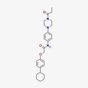 molecular formula C27H35N3O3 B4209190 2-(4-cyclohexylphenoxy)-N-[4-(4-propanoylpiperazin-1-yl)phenyl]acetamide 