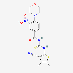 molecular formula C19H19N5O4S2 B4209261 N-{[(3-cyano-4,5-dimethyl-2-thienyl)amino]carbonothioyl}-4-(4-morpholinyl)-3-nitrobenzamide 