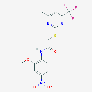 molecular formula C15H13F3N4O4S B4209322 N-(2-methoxy-4-nitrophenyl)-2-{[4-methyl-6-(trifluoromethyl)-2-pyrimidinyl]thio}acetamide 