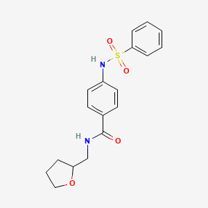 molecular formula C18H20N2O4S B4209402 4-[(phenylsulfonyl)amino]-N-(tetrahydro-2-furanylmethyl)benzamide 