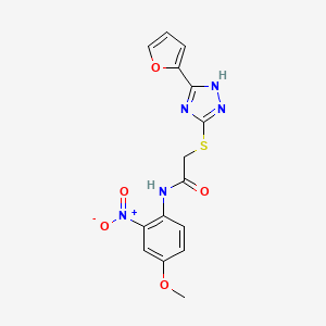 molecular formula C15H13N5O5S B4209489 2-[[5-(furan-2-yl)-1H-1,2,4-triazol-3-yl]sulfanyl]-N-(4-methoxy-2-nitrophenyl)acetamide 